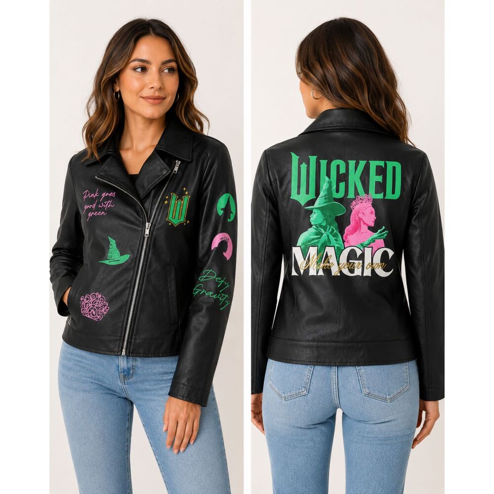 Wicked jacket/ coat women XXS embroidered like new leather-like motorcycle style
